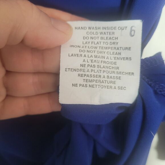 Simpli Made in Canada 3/4 Sleeve Stretch Top Women's Size 6 Royal Blue Basic - Picture 8 of 11